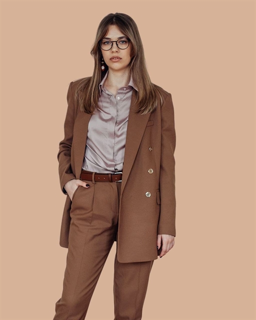 Пиджак Amber Brown, с золотыми металлическими пуговицами - фото 285549