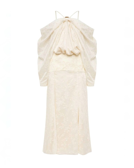 Платье с кольцом и ниспадающими плечами - фото 317028