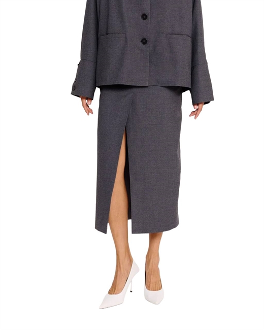 Юбка миди с разрезом - фото 322717