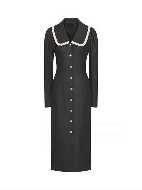 Платье миди с кружевным воротником - фото 322725