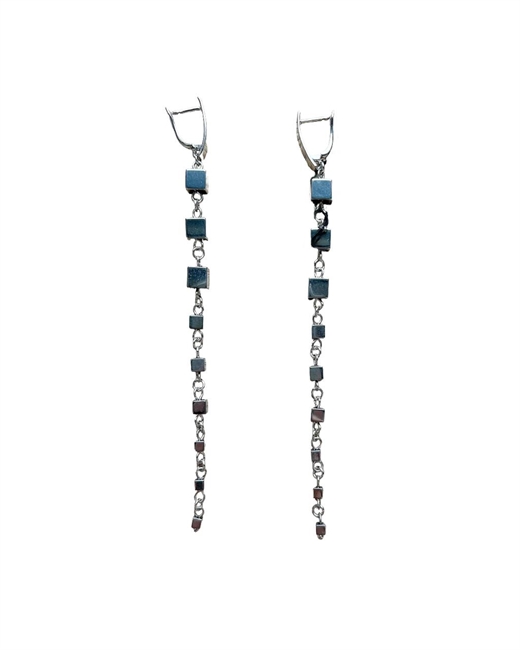 Серьги Квадратики из черного гематита - фото 322852