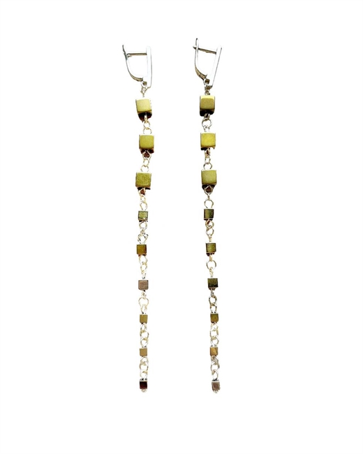 Серьги Блеск цепь из кубиков - фото 322865