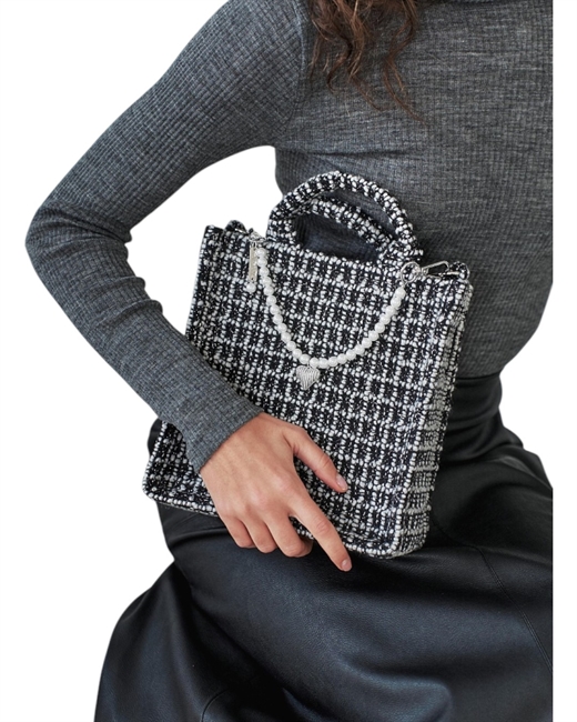 Сумка-тоут из твида с двумя вариантами ремня - фото 323565