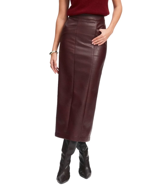 Фактурная юбка миди из экокожи - фото 323623