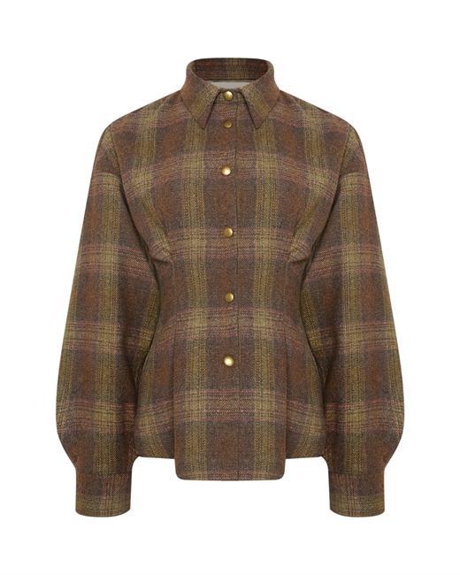 Рубашка с объемной спиной из шерсти - фото 324352