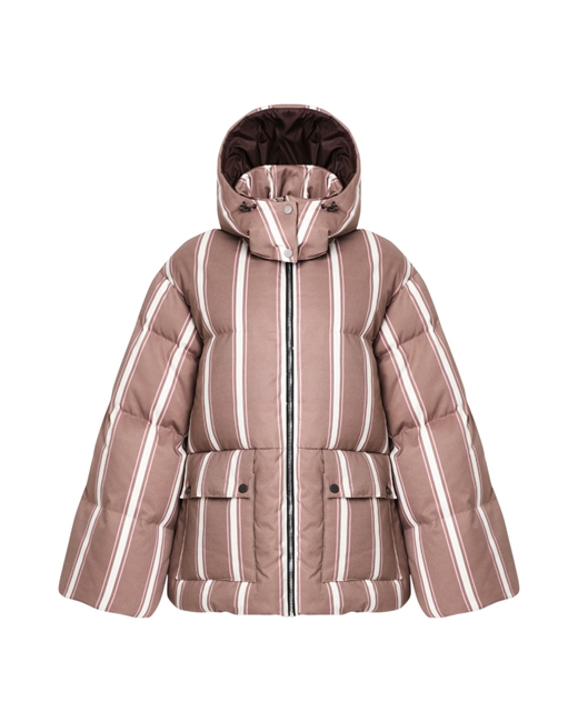 Пуховик Crop в полоску - фото 324424