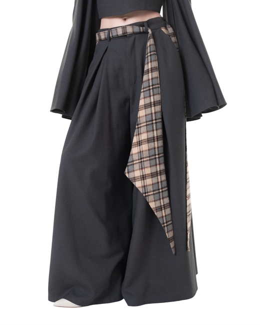 Брюки палаццо с поясом - фото 325030