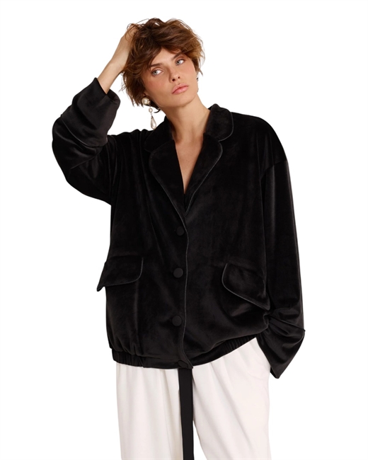 Жакет-бомбер из бархата Black - фото 325126