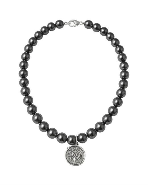 Колье из крупного гематита с монетой - фото 325498