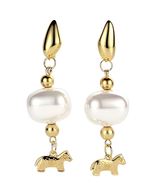 Серьги с жемчугом Майорка и подвеской - фото 325504