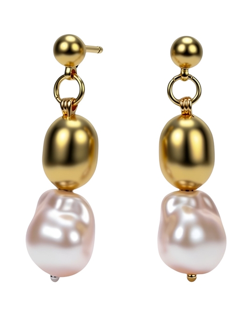 Серьги с персиковым жемчугом - фото 325508