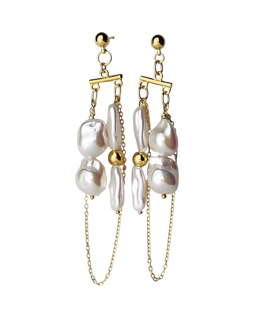 Серьги вытянутые с жемчугом - фото 326205