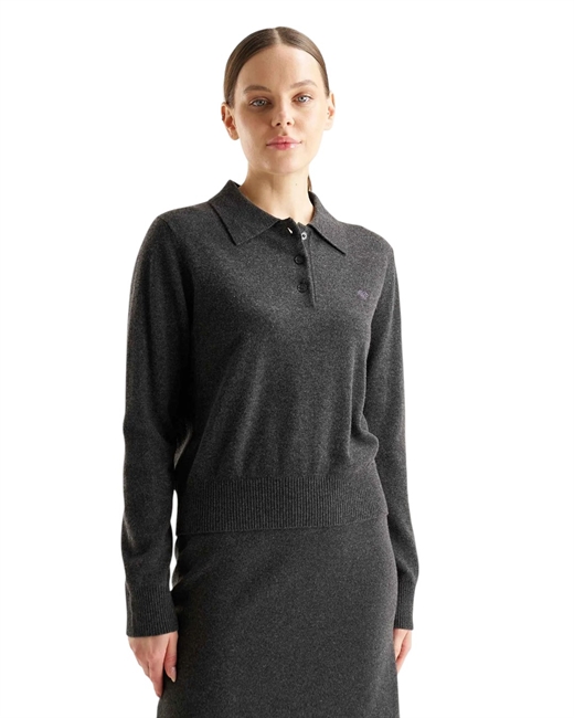 Поло с длинным рукавом из кашемира и шерсти - фото 326337