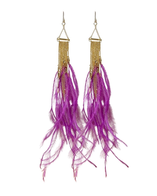 Серьги с малиновыми перьями - фото 327454