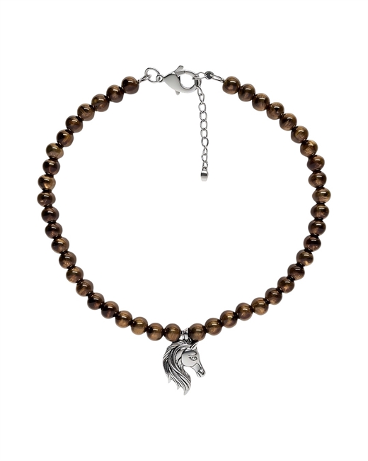 Колье из гематита с лошадкой - фото 327653