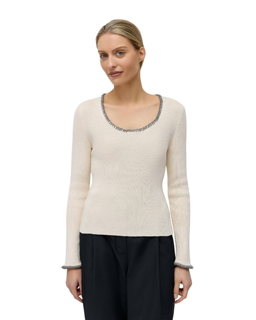 Джемпер в рубчик с ручной отделкой - фото 327763