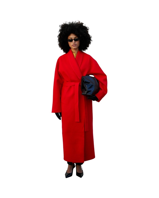 Пальто-халат с поясом - фото 328446