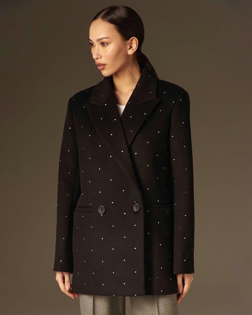 Полупальто двубортное со стразами - фото 328659
