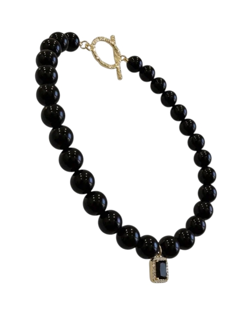 Колье из черного агата с  и подвеской - фото 328957