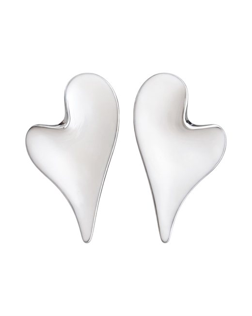 Серьги Сердца с белой эмалью - фото 329239