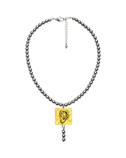 Колье из гематита с подвеской ухо - фото 330749