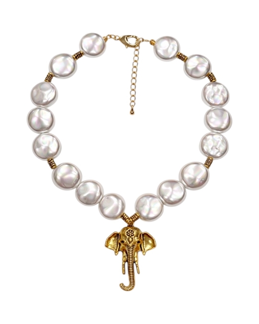 Колье из жемчуга Майорка с подвеской слон - фото 330756