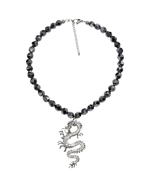 Колье из гематита с подвеской дракон - фото 330760
