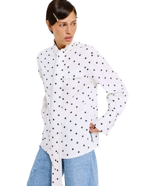 Блуза с шарфом в горох - фото 330819