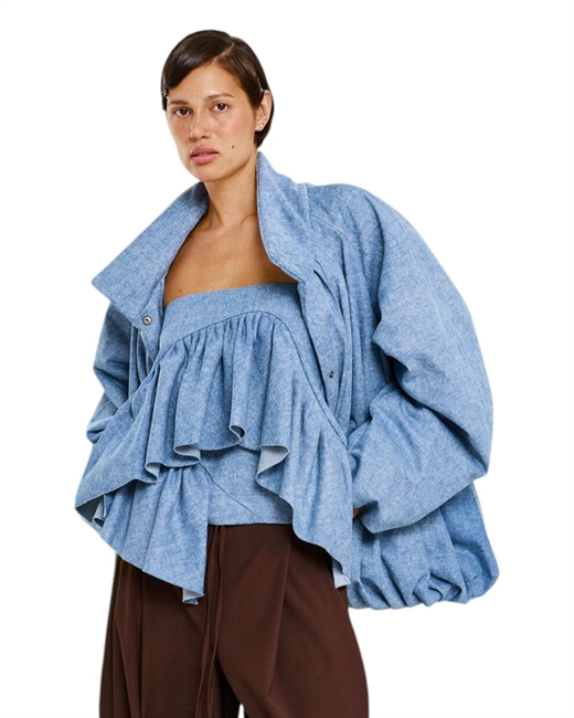 Топ из денима с воланами - фото 330852