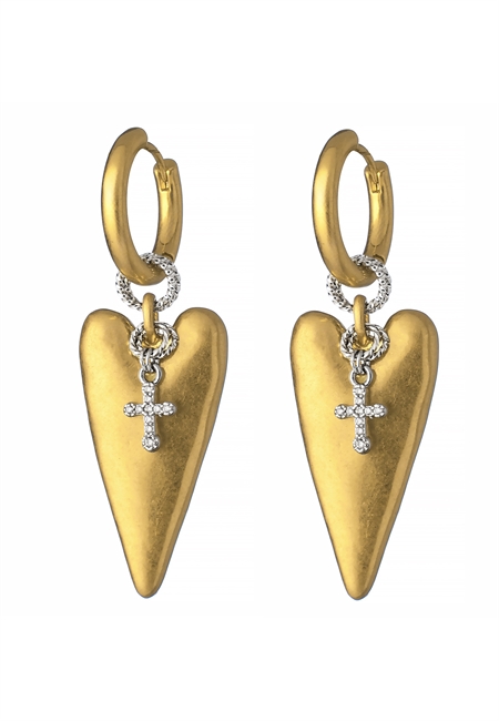 Серьги Пылкое сердце — матовое золото, биколор