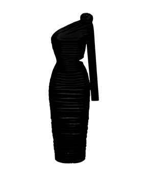 Платье с асимметричным рукавом