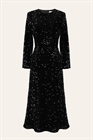 Платье-миди с длинным рукавом из бархата с пайетками - фото 290979