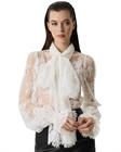 Блузка кружевная с шарфом - фото 327240