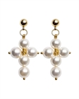 Серьги из жемчуга в форме креста на золотой основе - фото 328937